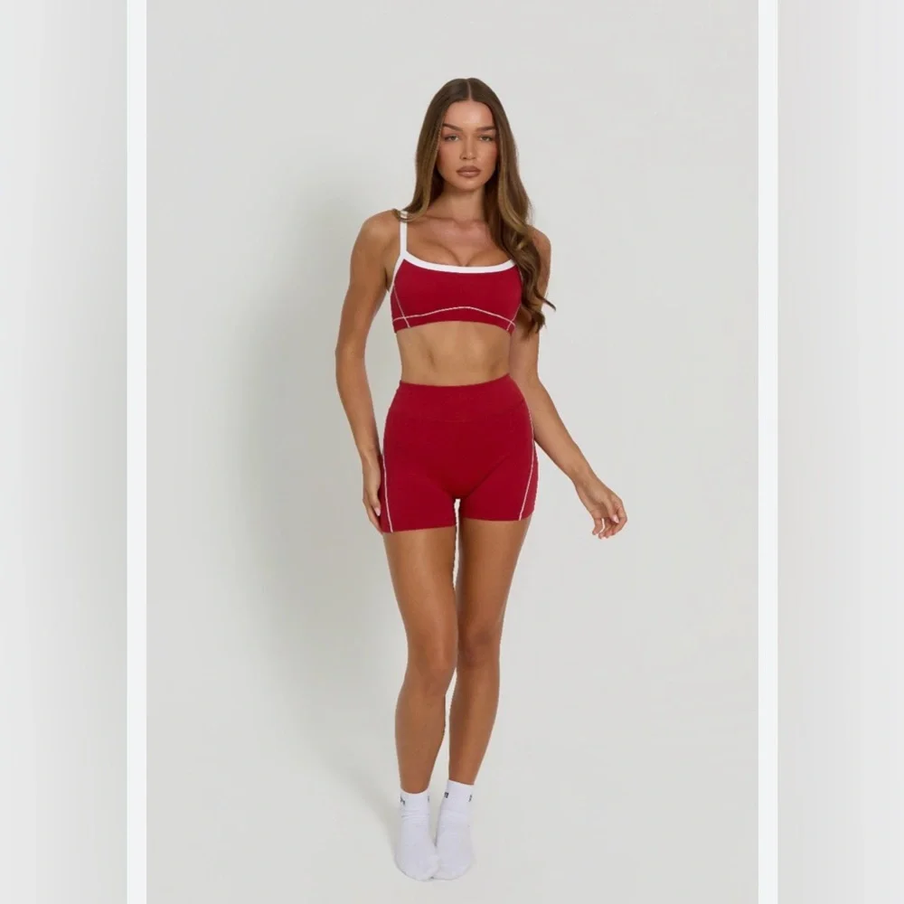 Fern Fitness Bright Red workout Set - shorts and sports bra - Picture 1 of 5